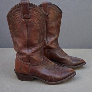 Frye Brown Heeled Cowboy Boots